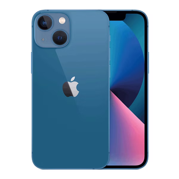 Apple iPhone 13 in blue, front and back