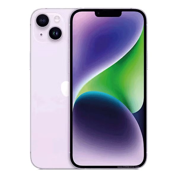 Apple iPhone 14 Plus in purple, front and back